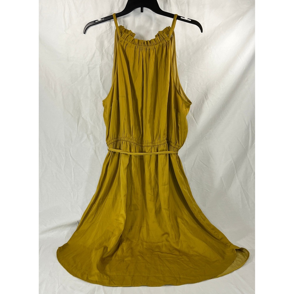 LOFT‎ PLUS Women Mustard Yellow Sleeveless Belted Midi Dress Size 20